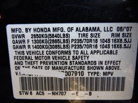 2008 Honda Pilot EX-L Black 3.5L AT 2WD #A22615